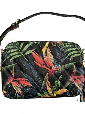 ALDO Tropical Crossbody Bag NWOT – Floral Print, Double Zip, Tassel, Chain Strap